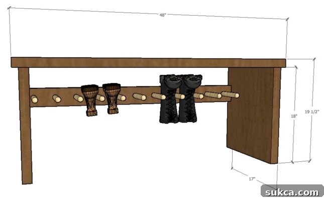 Craft Your Own Bench with Integrated Boot Storage 5 Blueprint of a DIY Boot Rack Bench