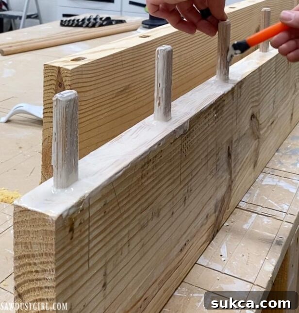 Craft Your Own Bench with Integrated Boot Storage 8 Laminating wood for benchtop using Dominos for alignment