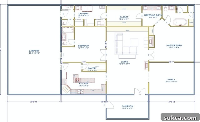 Current layout of the existing main house, awaiting future renovation.