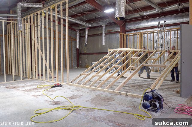 The team starts framing the Lodge's upper level Terry and Julie beginning the framing process