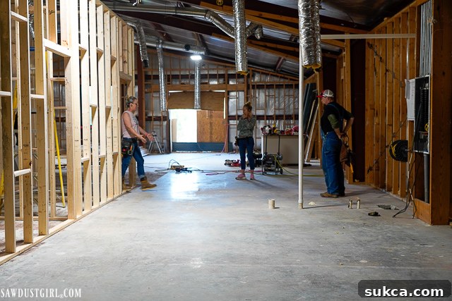 Moment of design reflection during framing Considering design changes for The Lodge's upstairs
