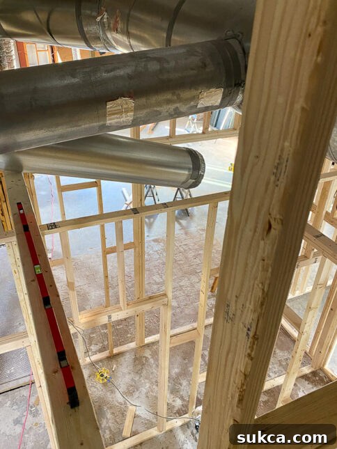 View from the top of the scaffolding, showing the expanse of the second floor