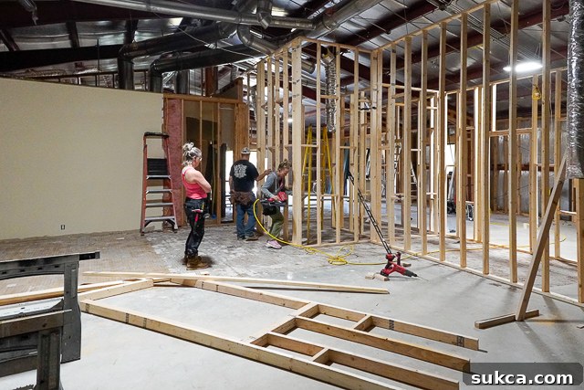 The evolving framework of the studio, showing new room divisions