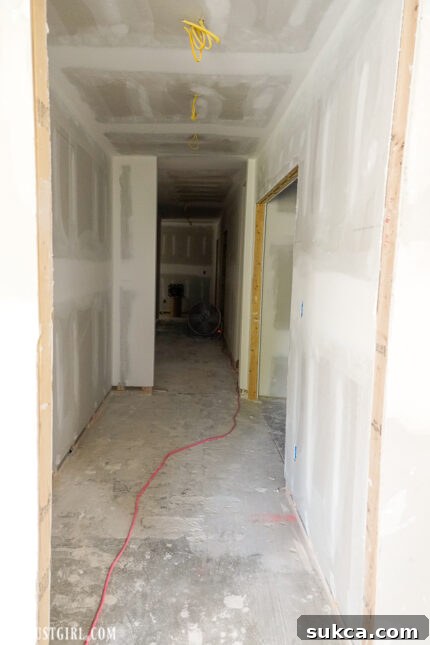 Lodge Drywall Installation Update 5 12 After drywall: view of same interior space with completed drywall