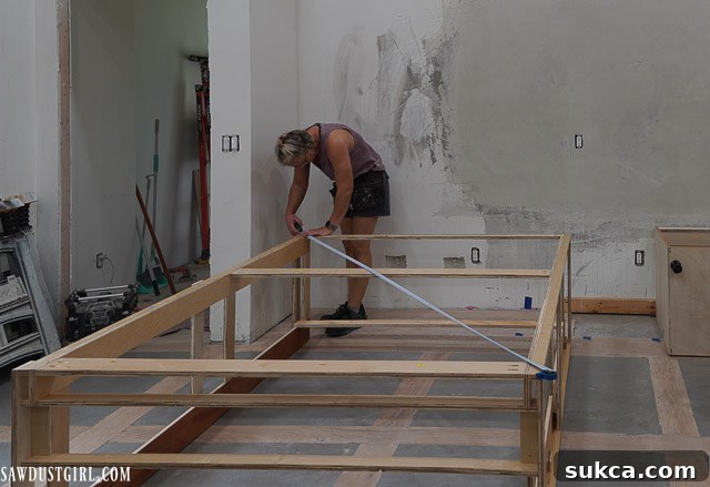 Custom refrigerator cabinet under construction