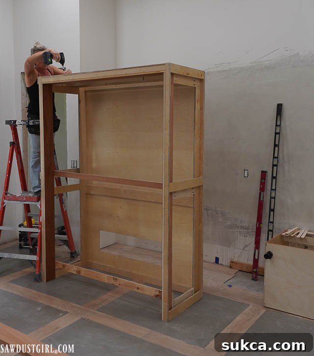 Temporary supports on the refrigerator cabinet