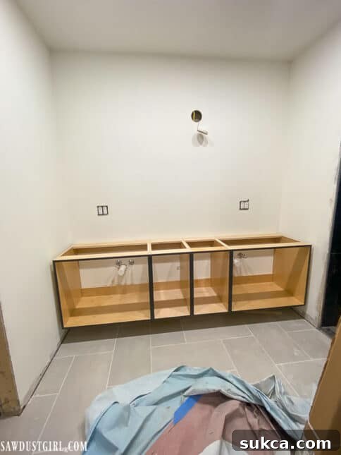 Cabinet doors freshly painted and ready for hardware