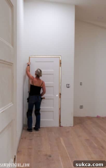 Newly installed flooring in the master bedroom