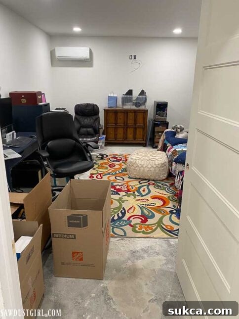 A glimpse into our functional, albeit temporary, home office