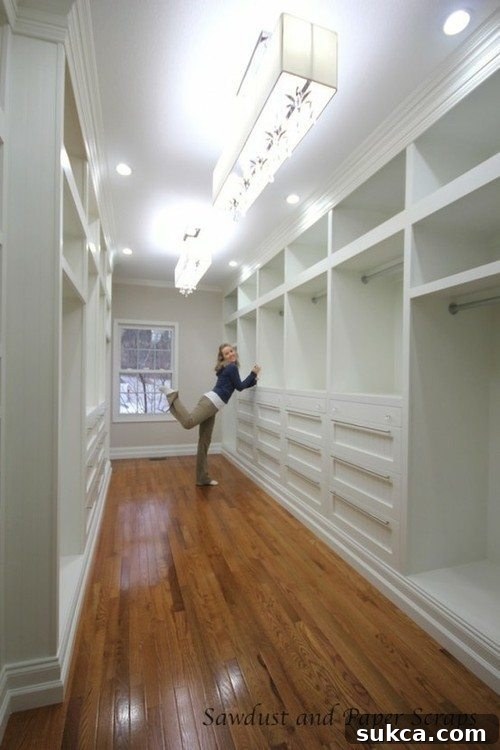 Custom made closets with white built-in cabinets, exemplifying bespoke storage solutions