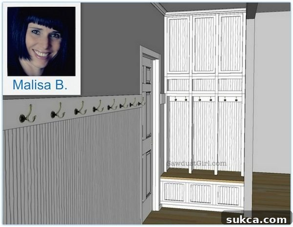 Malisa's Mudroom Design Concept Custom mudroom design with built-in lockers