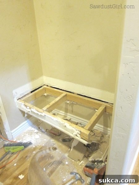 Prepping for Built-in Lockers Mudroom demolition for new locker system