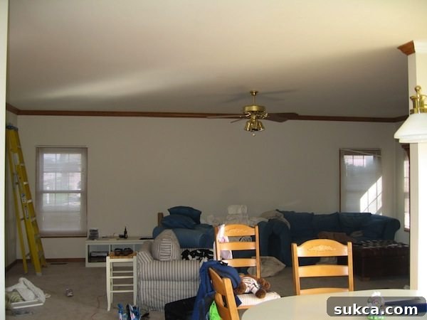 Second view of the living room in Illinois house before renovation, showcasing potential