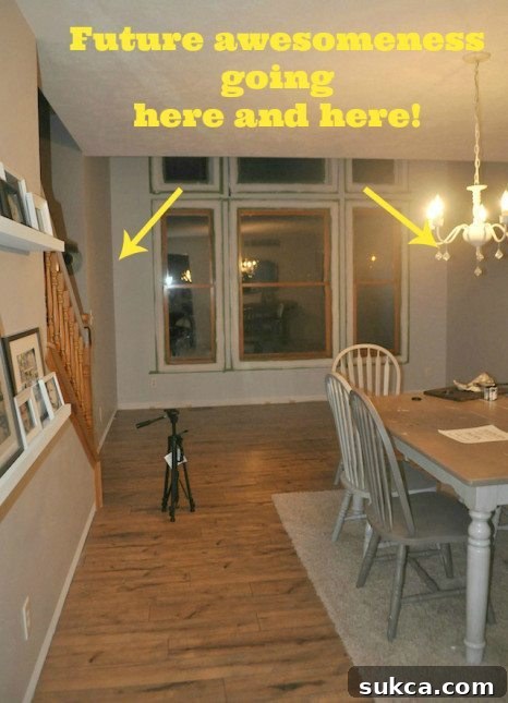 Dining room before transformation into a stunning built-in home library and reading nook