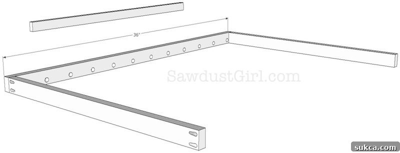 One side of the drying rack frame attached to the front and back pieces.
