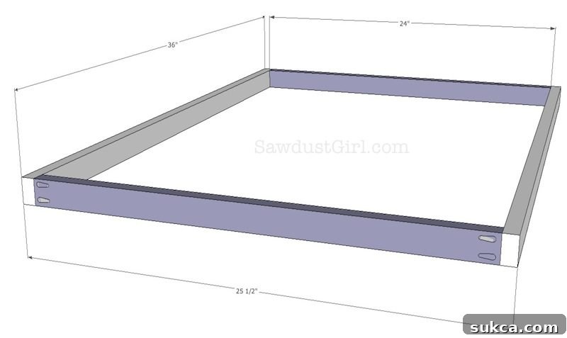 Diagram showing the dimensions for cutting the drying rack frame.